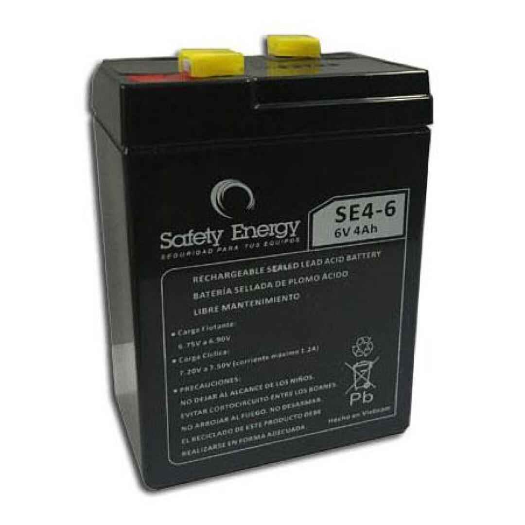 Batería Recargable Gel 6V 4A Electrolito Absorbido Safety Energy |  Chitarroni S.A